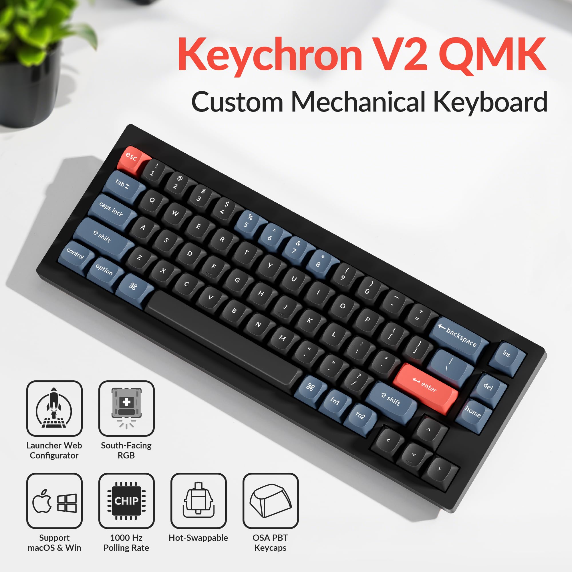 Amazon.co.jp: Keychron V2 有線カスタムメカニカルキーボード 65