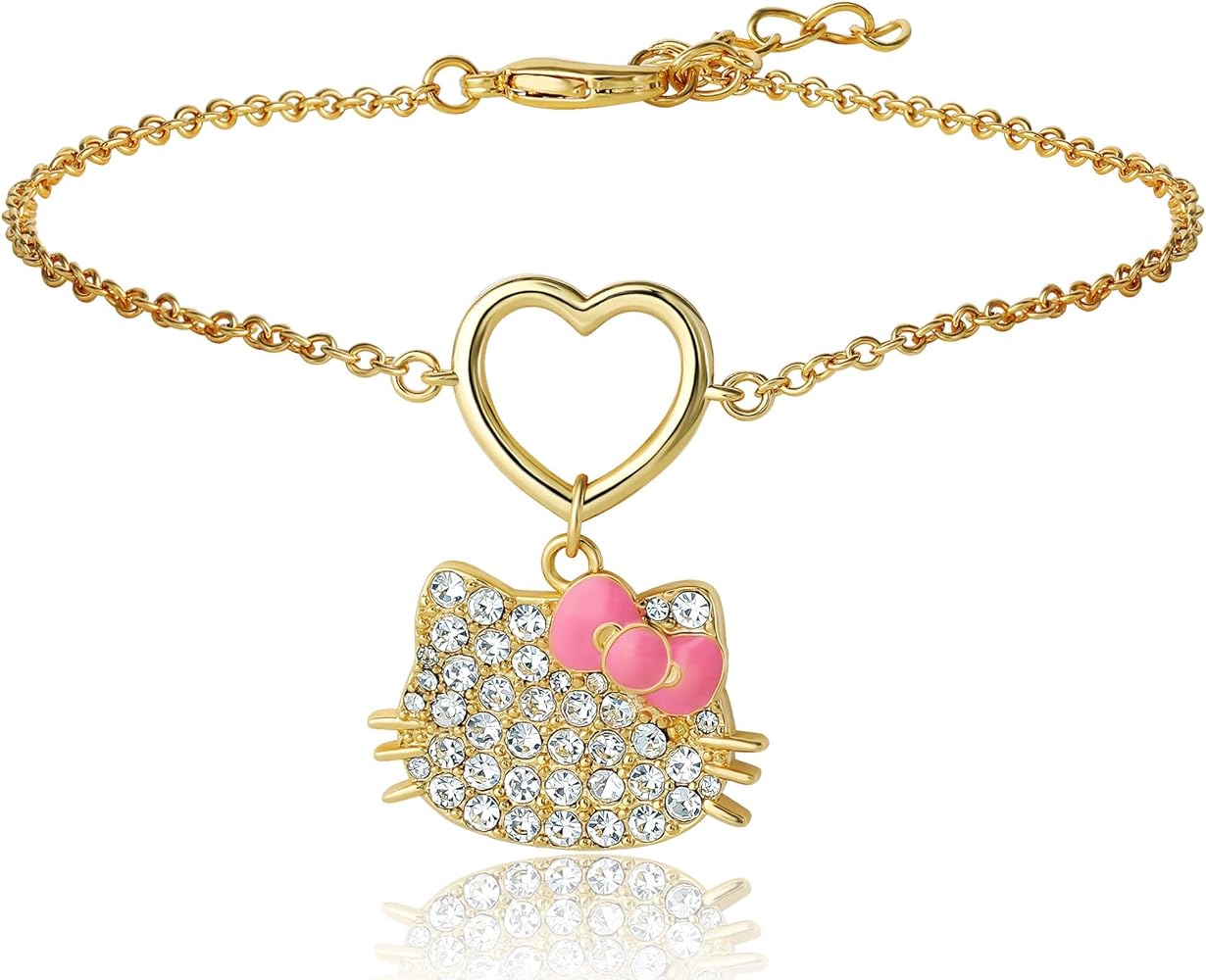 Amazon.com: SALLY ROSE Hello Kitty Pave Crystal Charm Bracelet for