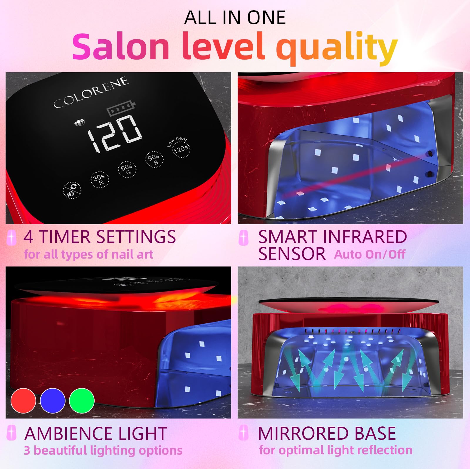 Amazon | コードレス UV LED ネイルランプ、60W 充電式ネイル