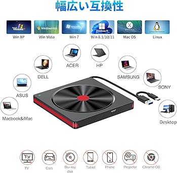 Amazon.co.jp: DVD/CDドライブ 外付け USB3.0 外付けdvdドライブ