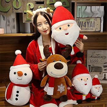 Amazon.co.jp: クリスマスプレゼントサンタさん 鹿 雪だるま 抱き