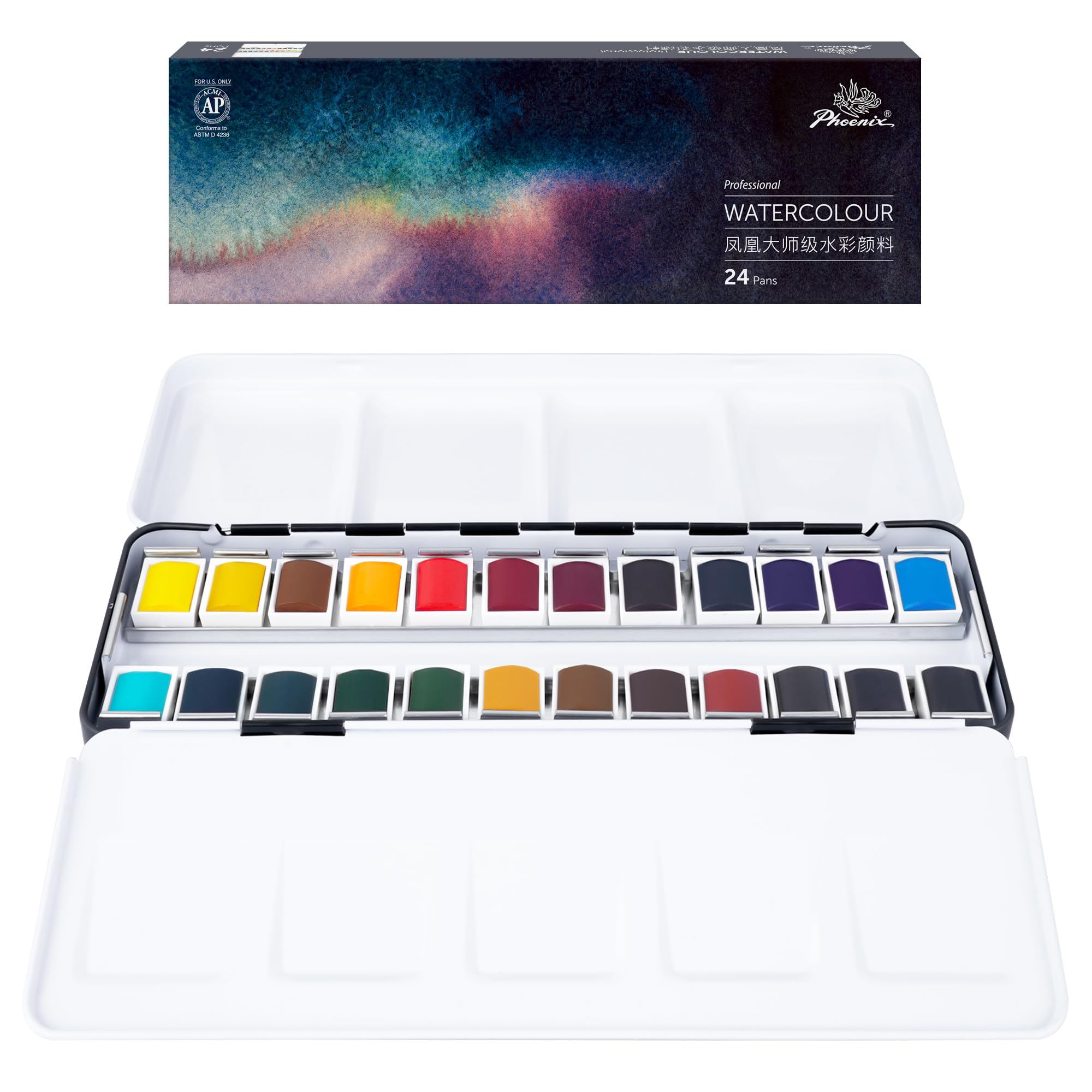 Amazon.co.jp: PHOENIX プロフェッショナル水彩絵具セット – 24色