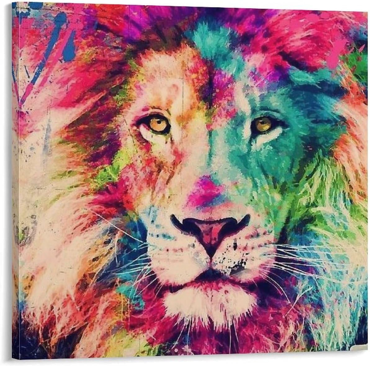 Amazon.co.jp: 水彩画 ライオン カラフル ポスターアートパネル 壁の絵
