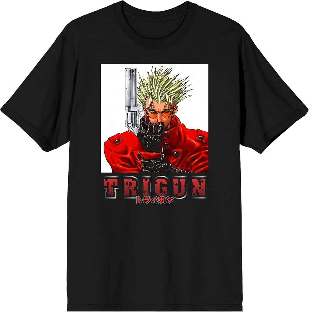 Amazon.com: Trigun VASH with Gun, Red Suit, Logo Men's Black