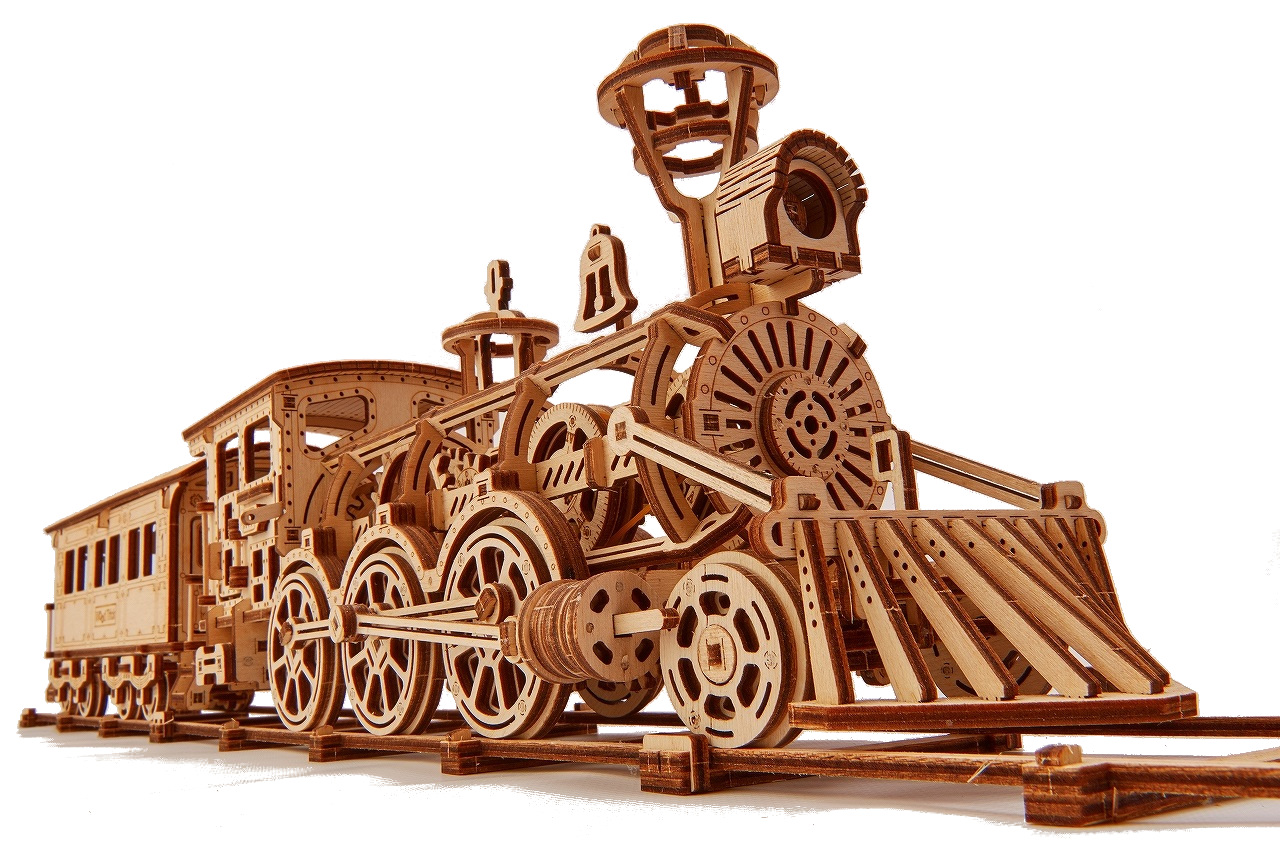 Amazon.co.jp: Wood Trick 木製おもちゃ 線路付きの機関車セット 34 x