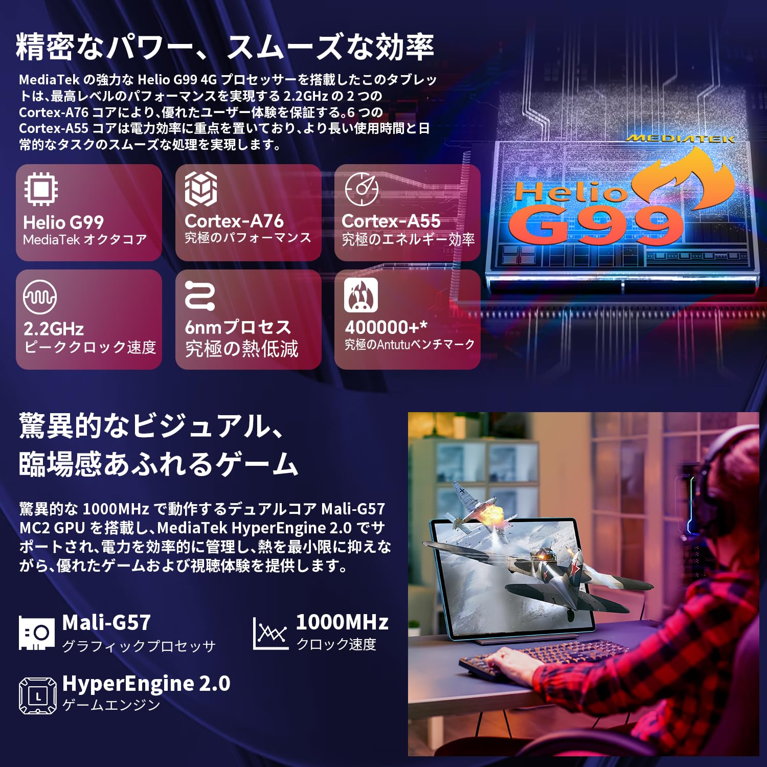 Amazon.co.jp: TECLAST T70 タブレット 14インチ、8コアCPU 2.2Ghz G99