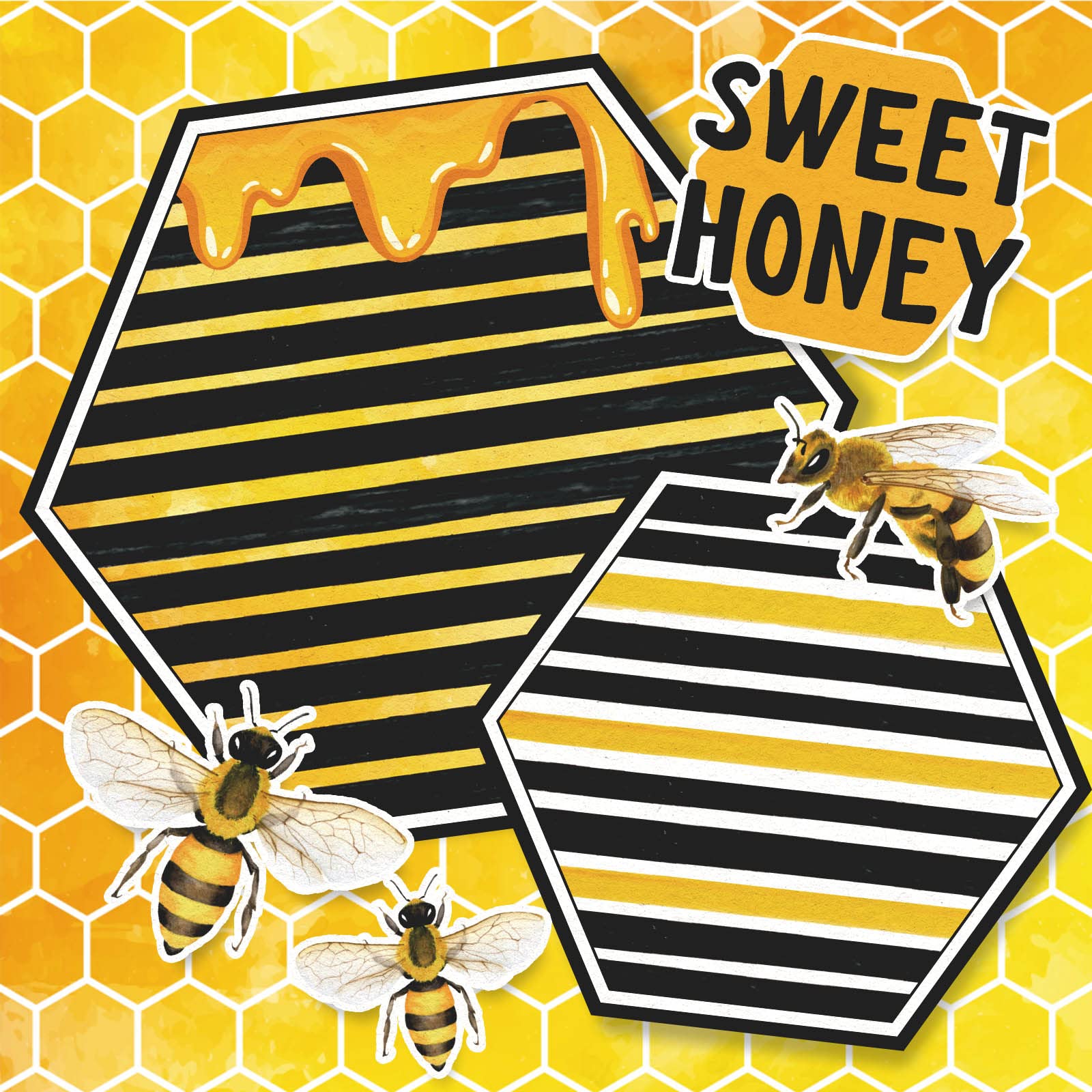 Amazon.co.jp: Whaline 12デザイン ハチ柄 ペーパーパック 24枚 水彩