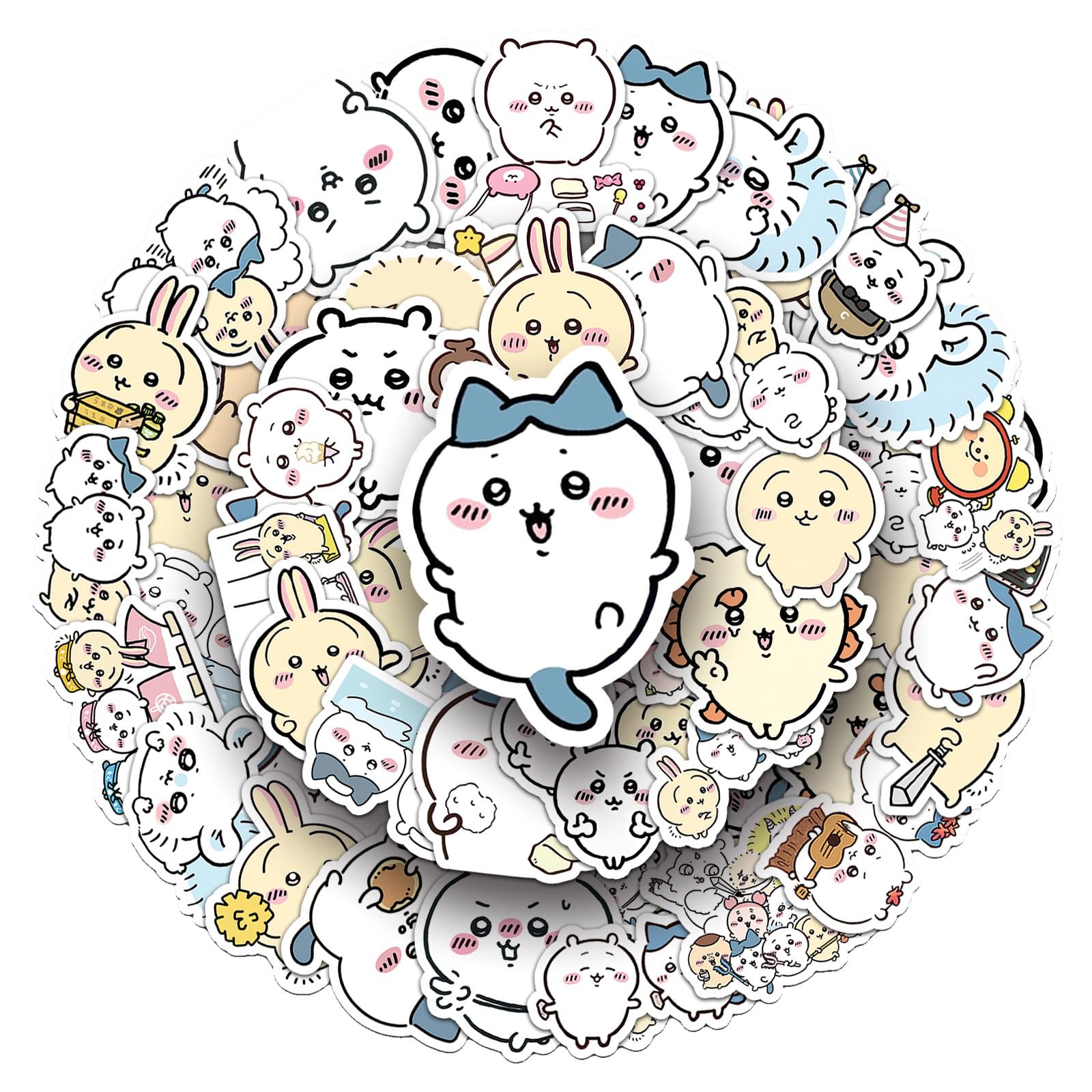 Amazon.co.jp: かわ ステッカー 100枚入り ハチワレ うさぎ モモンガ