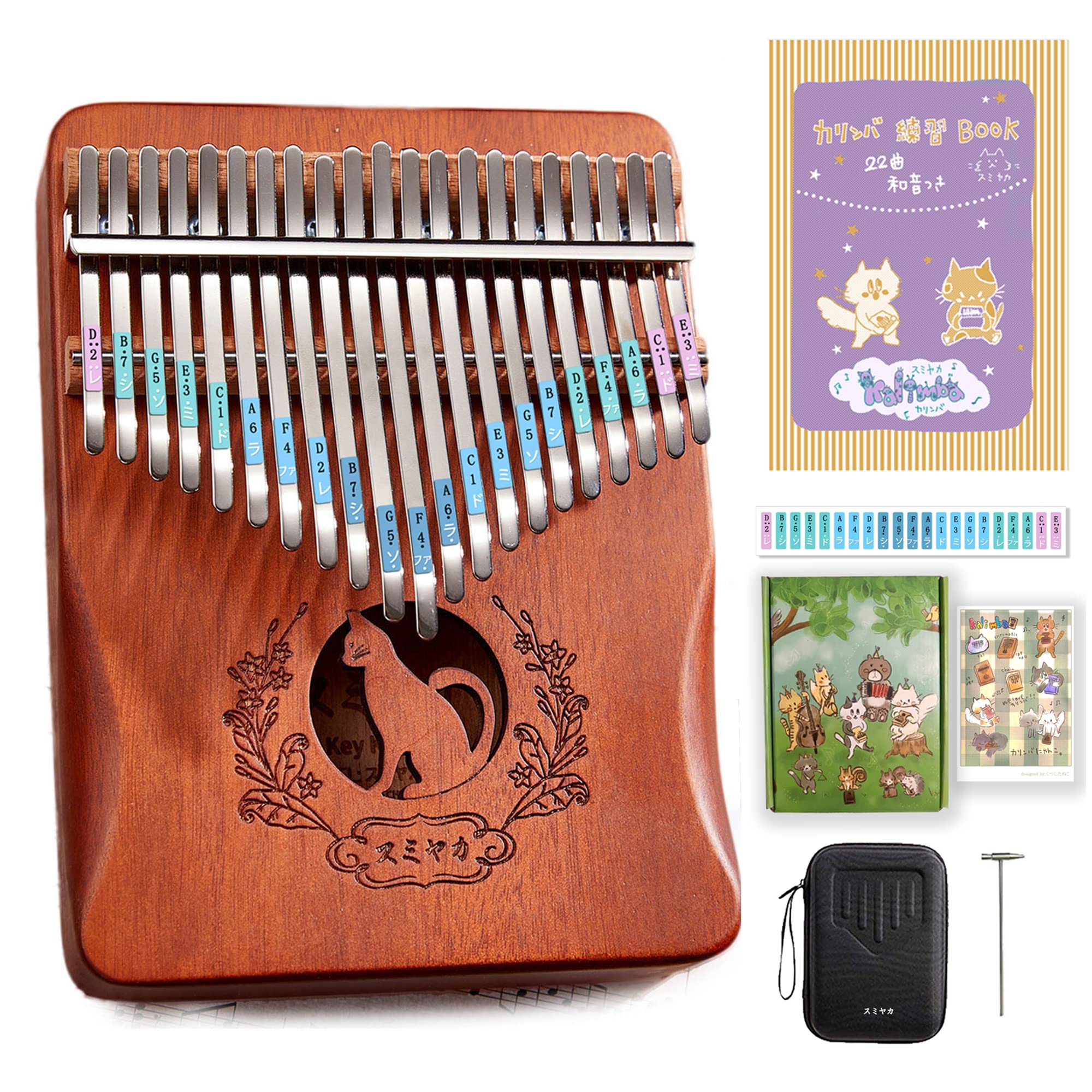 Amazon.co.jp: カリンバ 楽器 21キー 親指ピアノ kalimba 猫柄 日本語