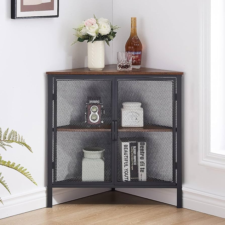 Amazon｜VECELO コーナーラック コーナーシェルフ 扉付き コーナー棚