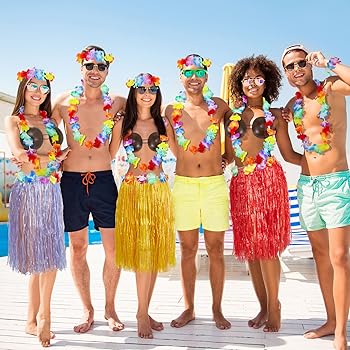 Amazon.com: Bonuci 8 Sets Coconut Bra Hula Skirt Costume Accessory