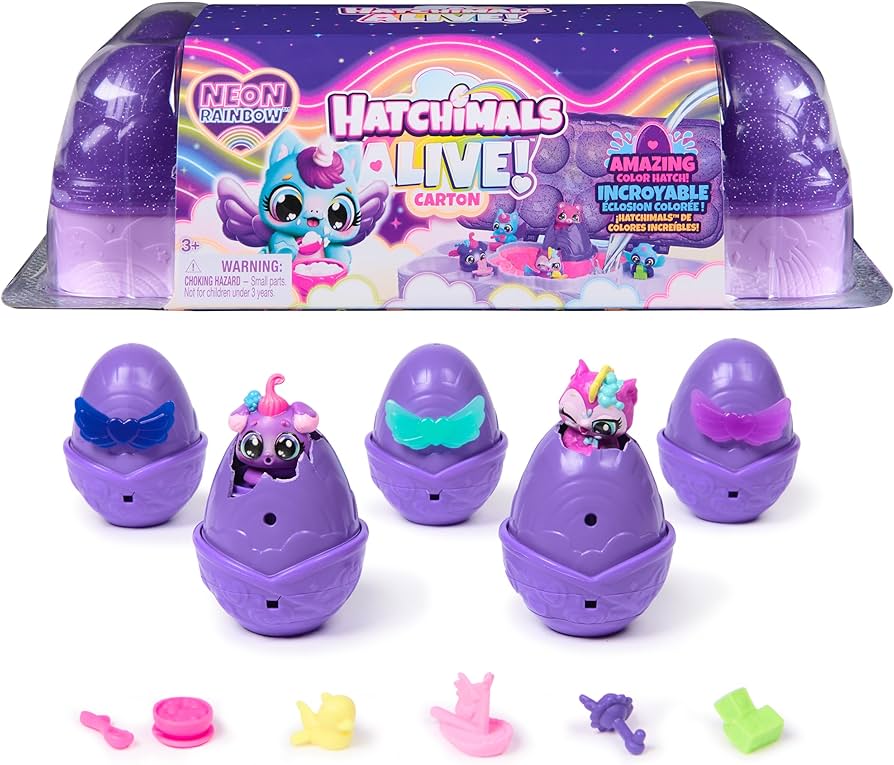 Amazon.com: Hatchimals Alive, Neon Rainbow Egg Carton Toy, Cute