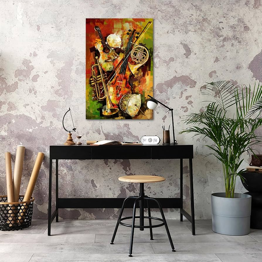 Amazon.com: iHAPPYWALL Vintage Music Canvas Wall Art Abstract