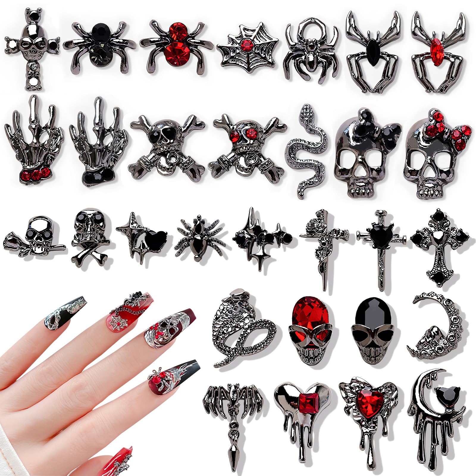 Amazon.co.jp: Chisafly ネイルパーツ パンク クロス 十字架 蛇 スカル