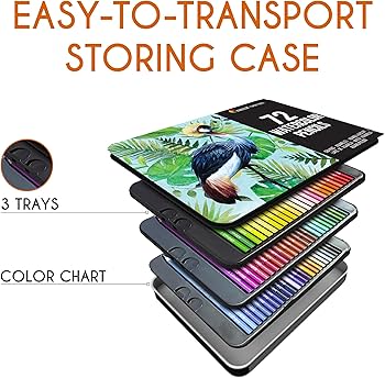 Amazon | 水彩色鉛筆72色、番号付き、筆付き、Zenacolor社メタル