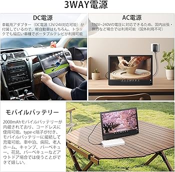 Amazon | ポータブルテレビ 録画機能付き テレビ小型 14.1インチ 極軽
