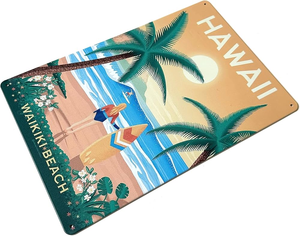 Amazon.co.jp: ハワイ ブリキ看板 20cm×30cm ワイキキ hawaii