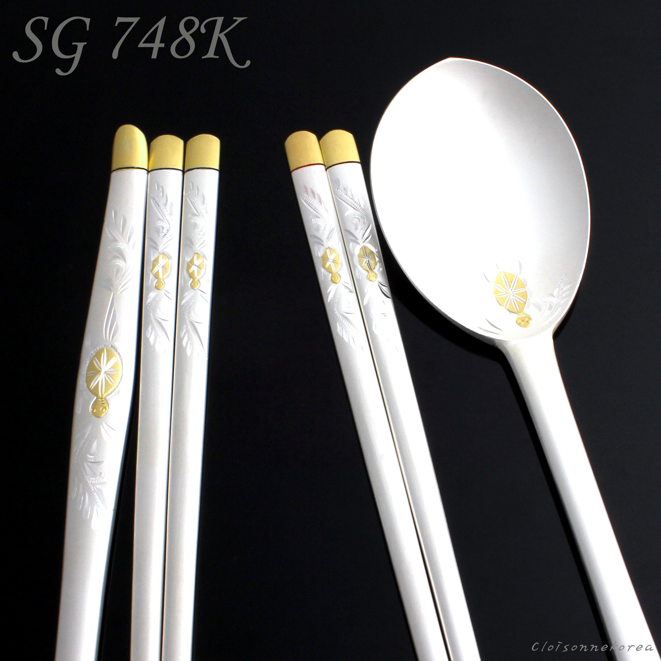 Amazon | スプーンと箸セット 韓国スタイル 99%純銀 ゴールド 大人用