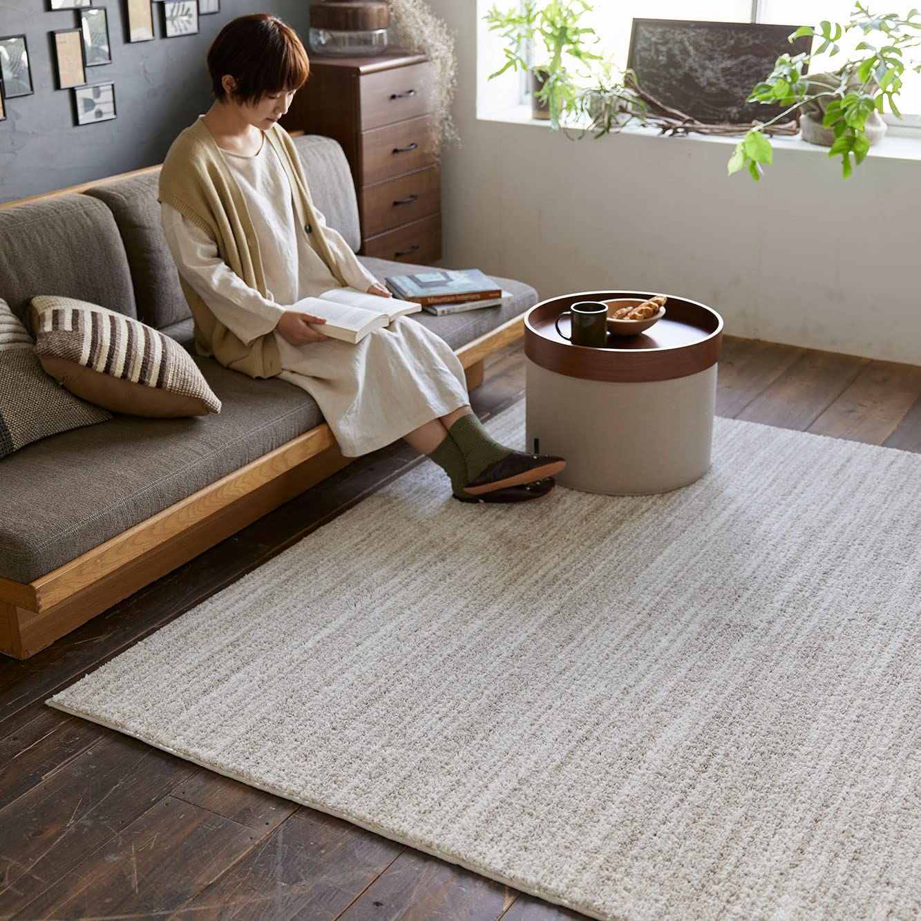 Amazon｜スミノエ(Suminoe) ラグ アイボリー 190×190cm 洗える 滑り