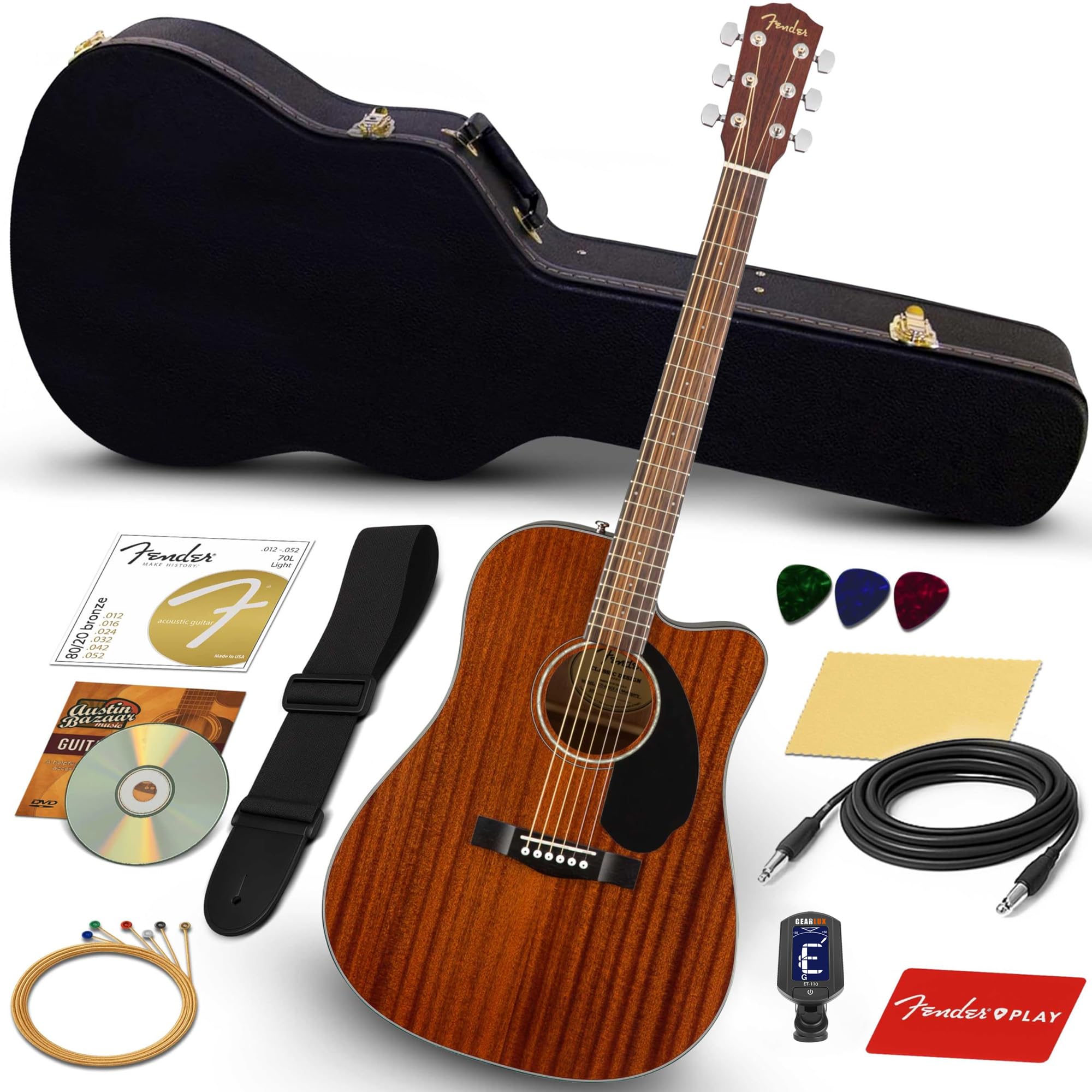 Amazon | Fender CD-60SCE Solid Top Dreadnought Acoustic-Electric