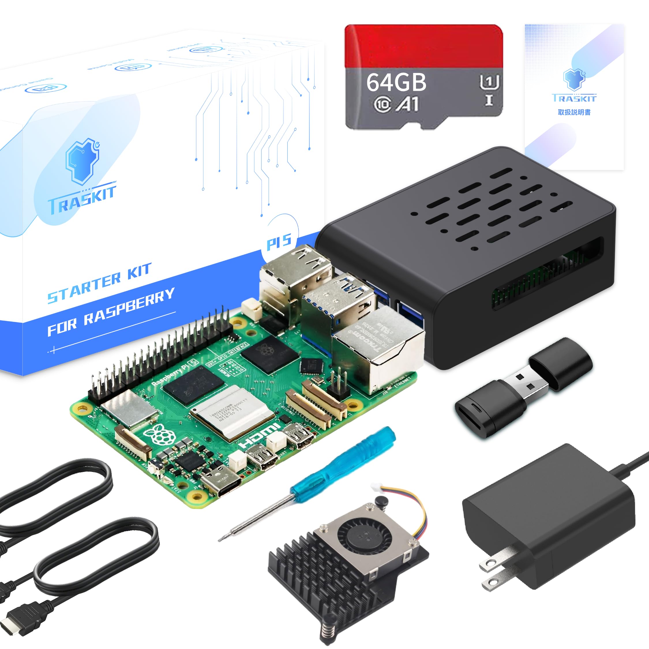 Amazon.com: TRASKIT Starter Kit for Raspberry Pi 5 8GB RAM,Pre