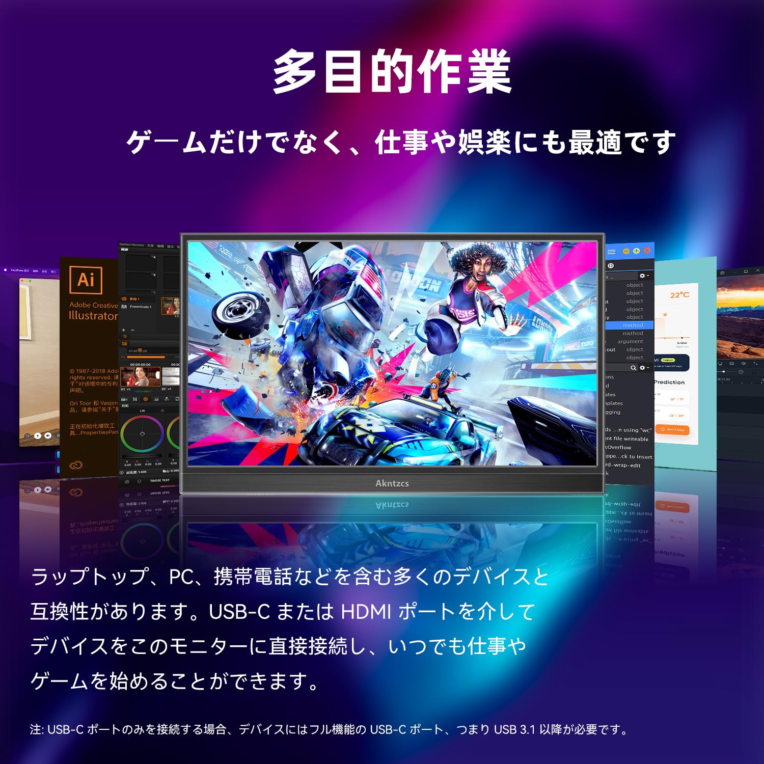 Amazon.co.jp: モバイルモニターゲームモニター15.6インチ144Hz FHD