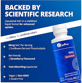 CanPrev - Liposomal NAC Supplement N-Acetyl Cysteine, Strawberry