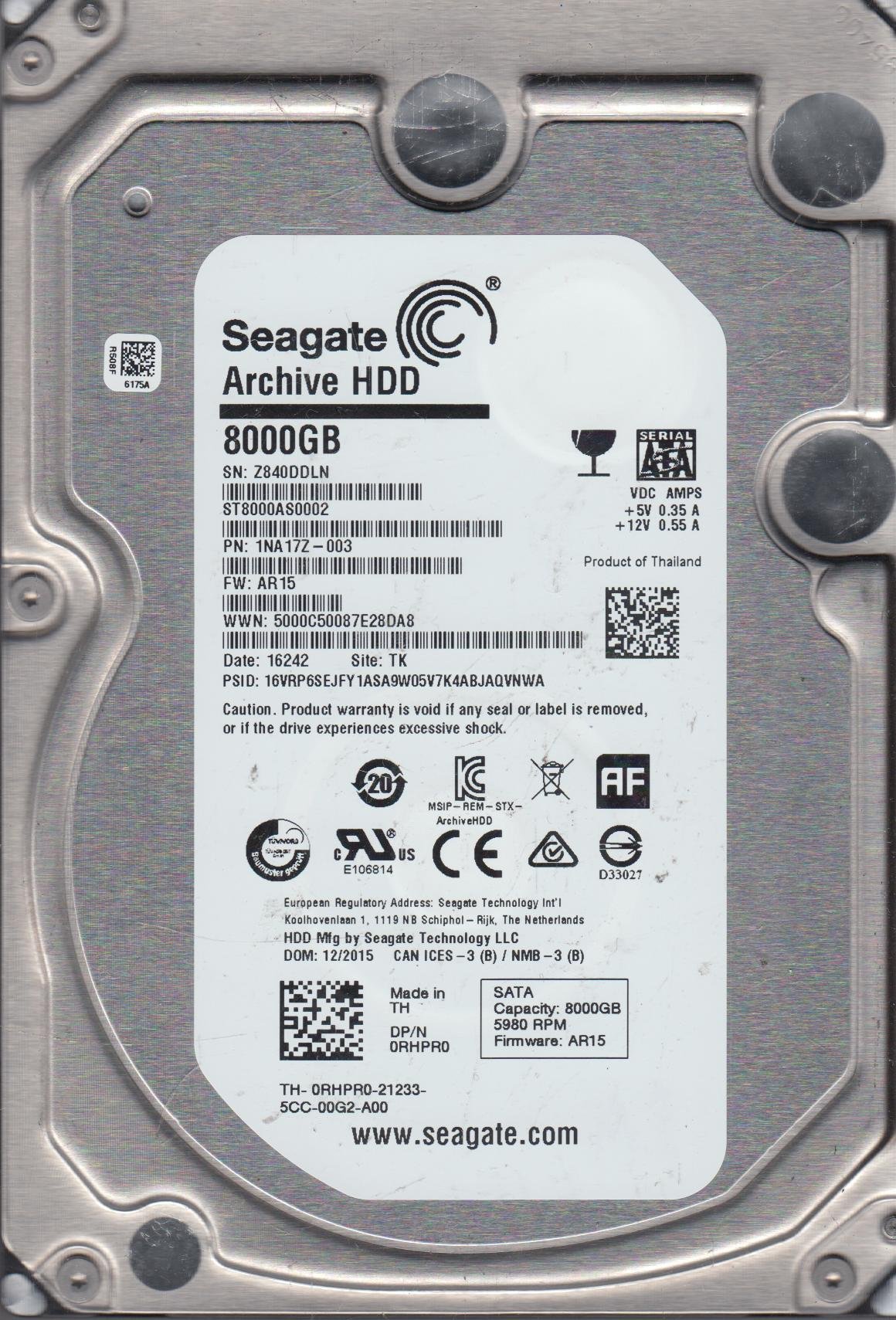 Amazon.com: Seagate Archive HDD v2 8TB SATA 6Gb/s 128MB Cache 3.5