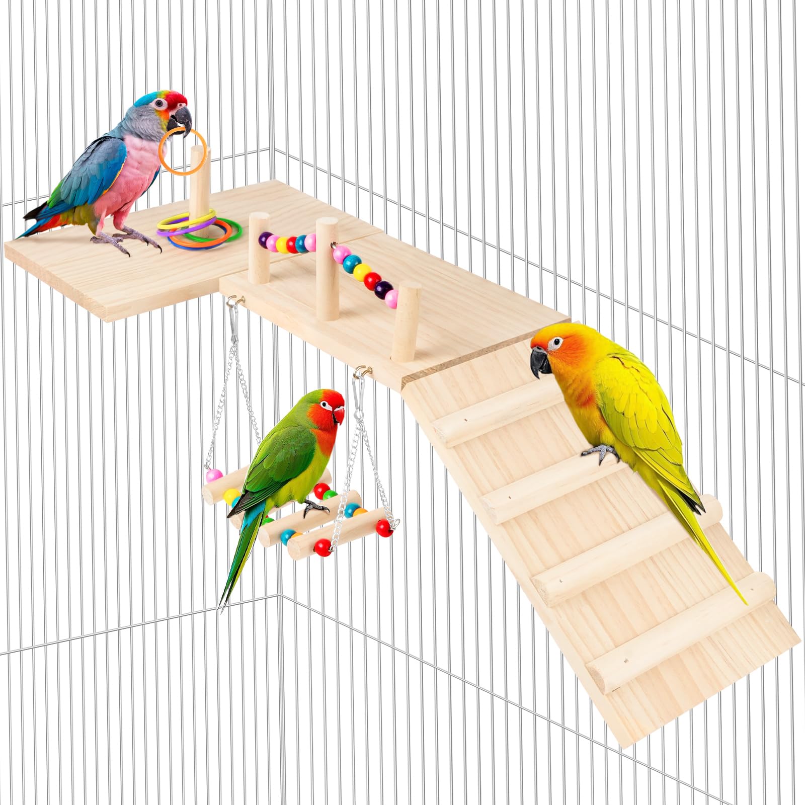 Amazon | Tresbro インコ 止まり木おもちゃセット4点入り 鳥パーチ