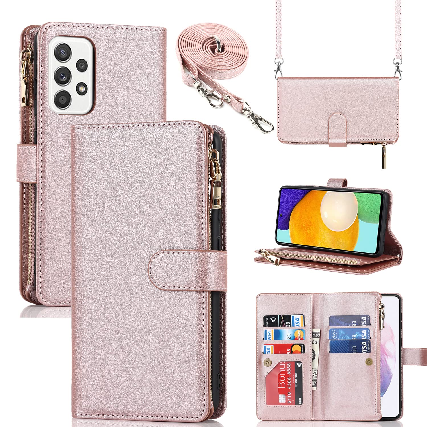 Amazon.co.jp: Galaxy A52 5G ケース 手帳型 ショルダー クロスボディ