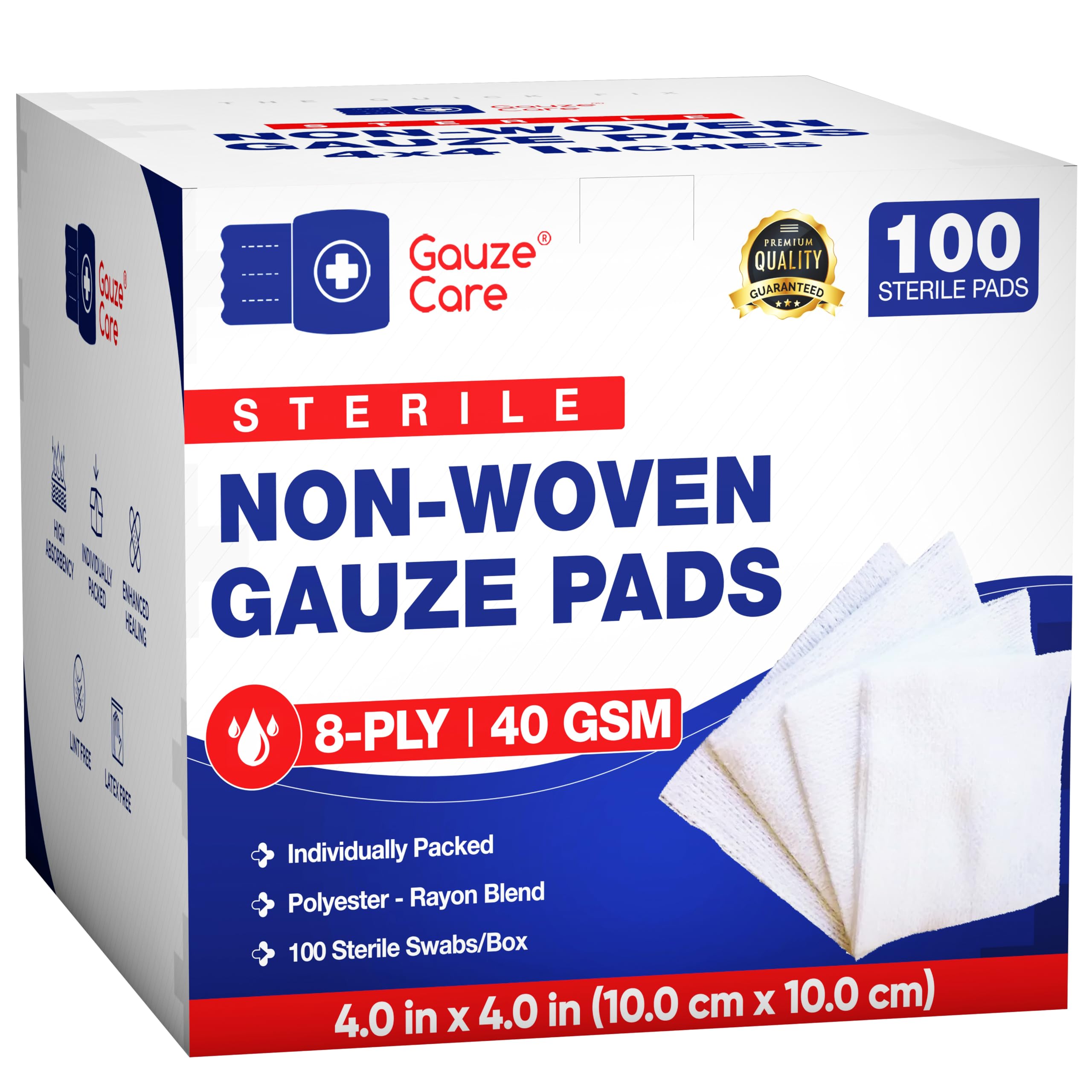 Amazon.com: Gauze Care Non-Woven Sterile Gauze Pads 4x4, Pack of