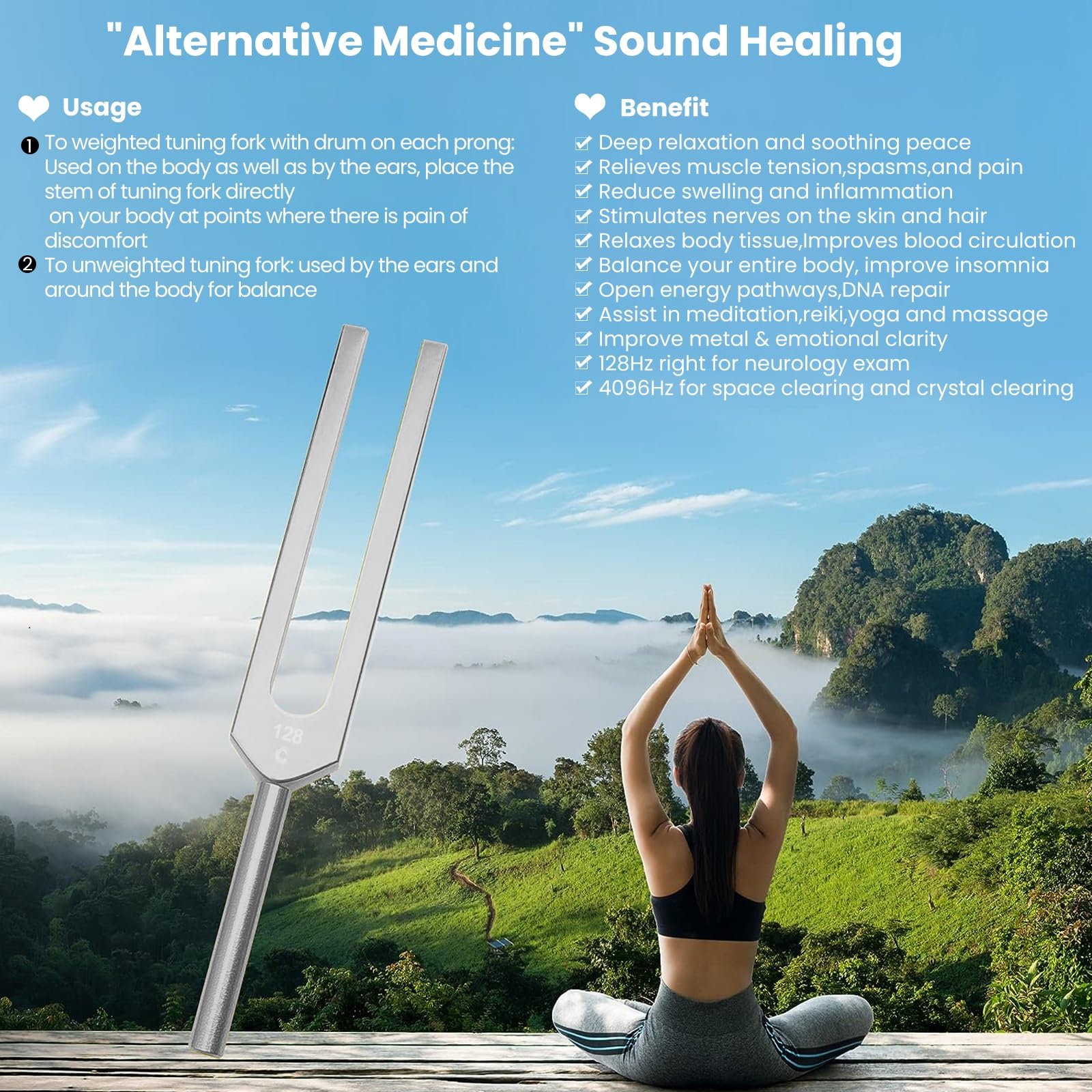 Amazon.com: 4Pcs Tuning Fork Medical Sound Healing Set(128Hz, OM
