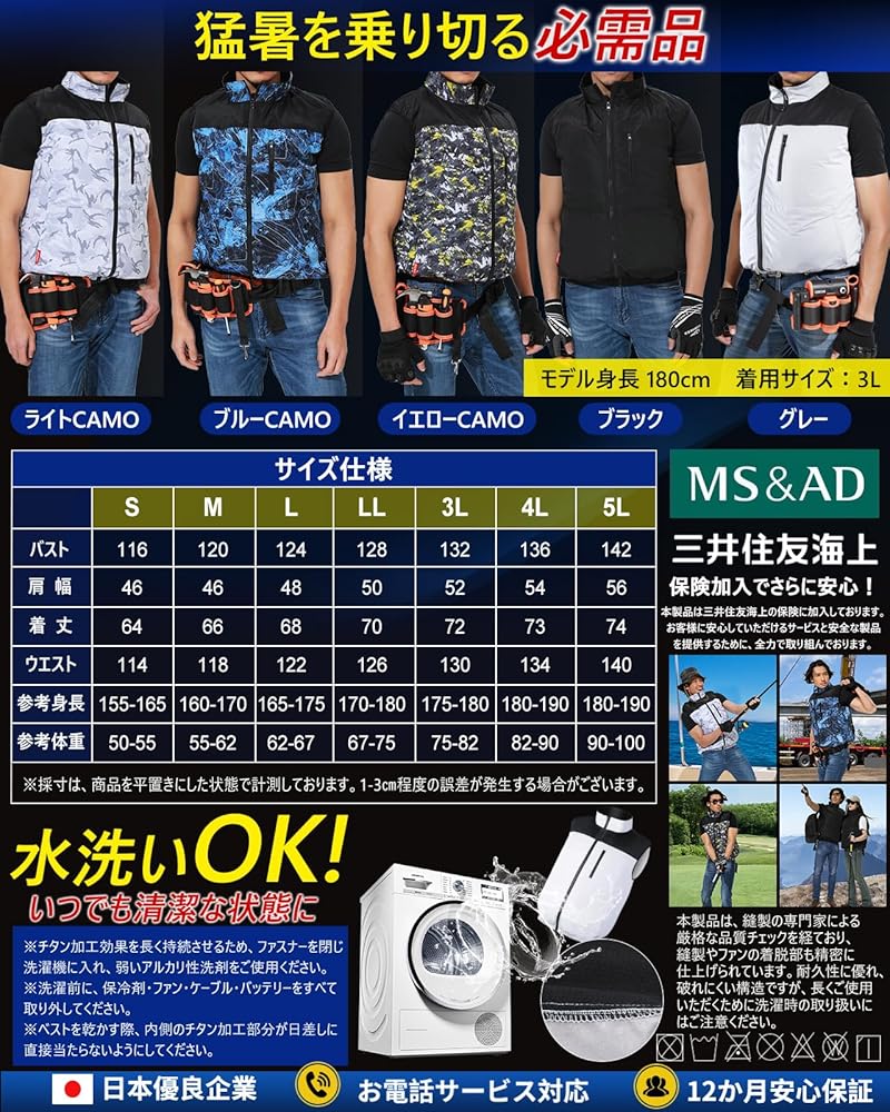 Amazon.co.jp: [UNISO] 新モデルファン付きベスト空調作業服 ファン