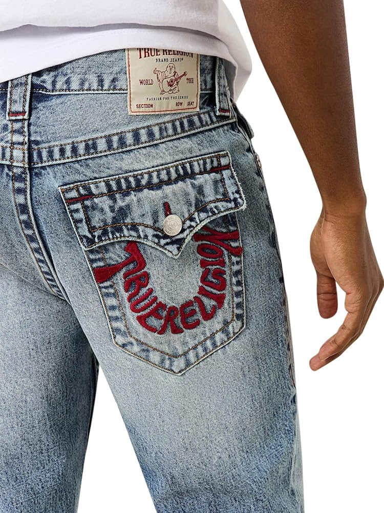 True Religion Men's Ricky Warped Horseshoe Straight Jean, Blue