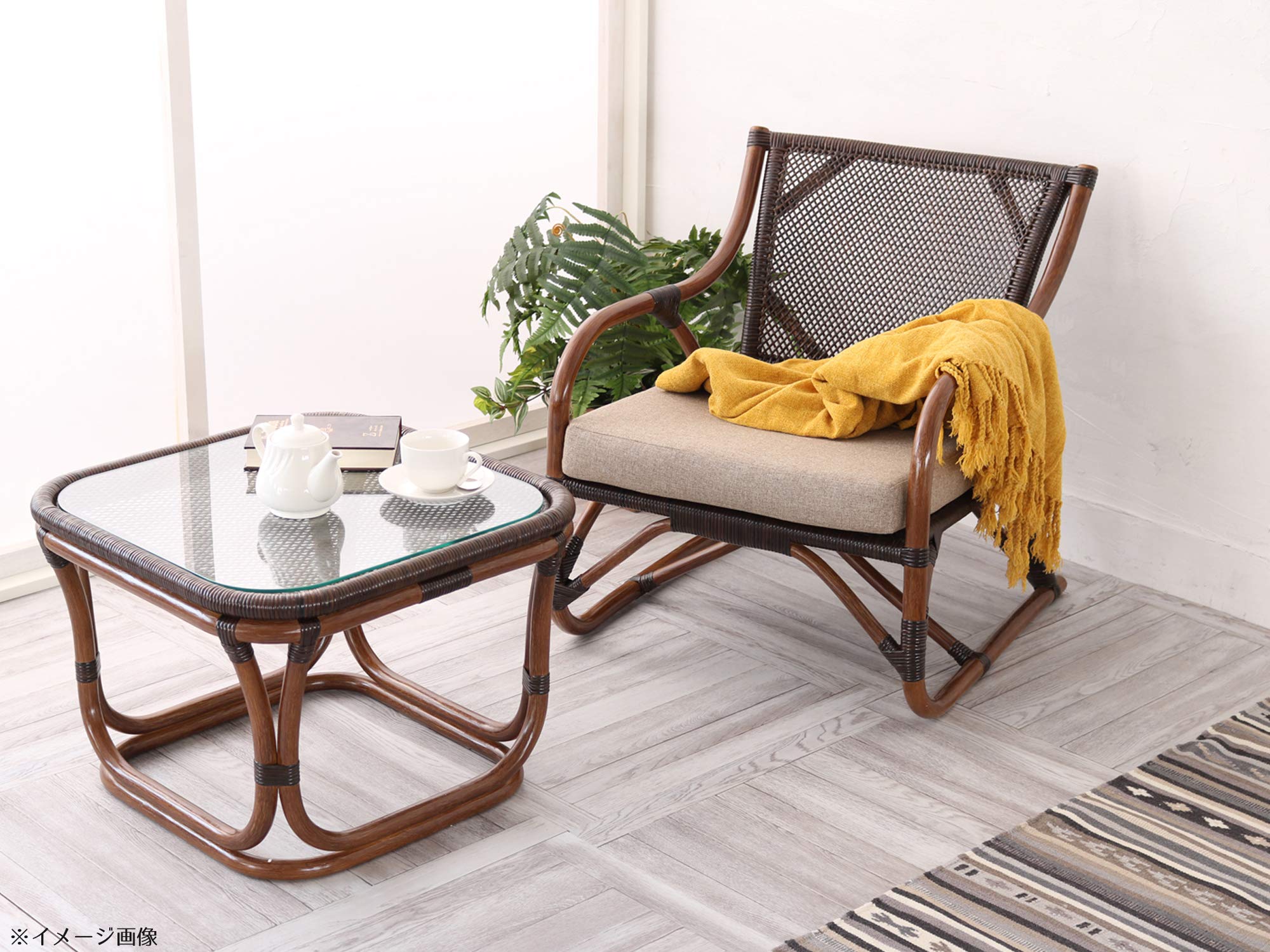 Amazon｜サンフラワーラタン リクライニングチェア ブラウン 幅56