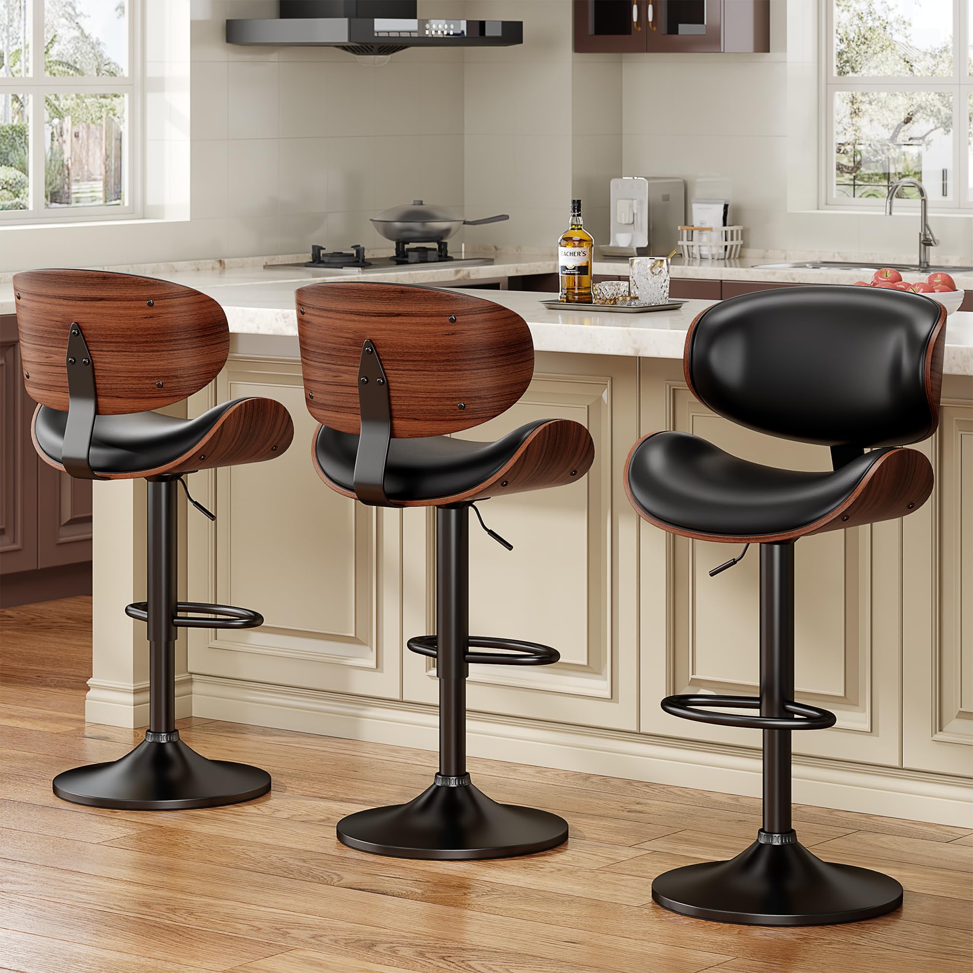 Amazon.com: YaFiti Bar Stools Set of 3, Bentwood Adjustable Height