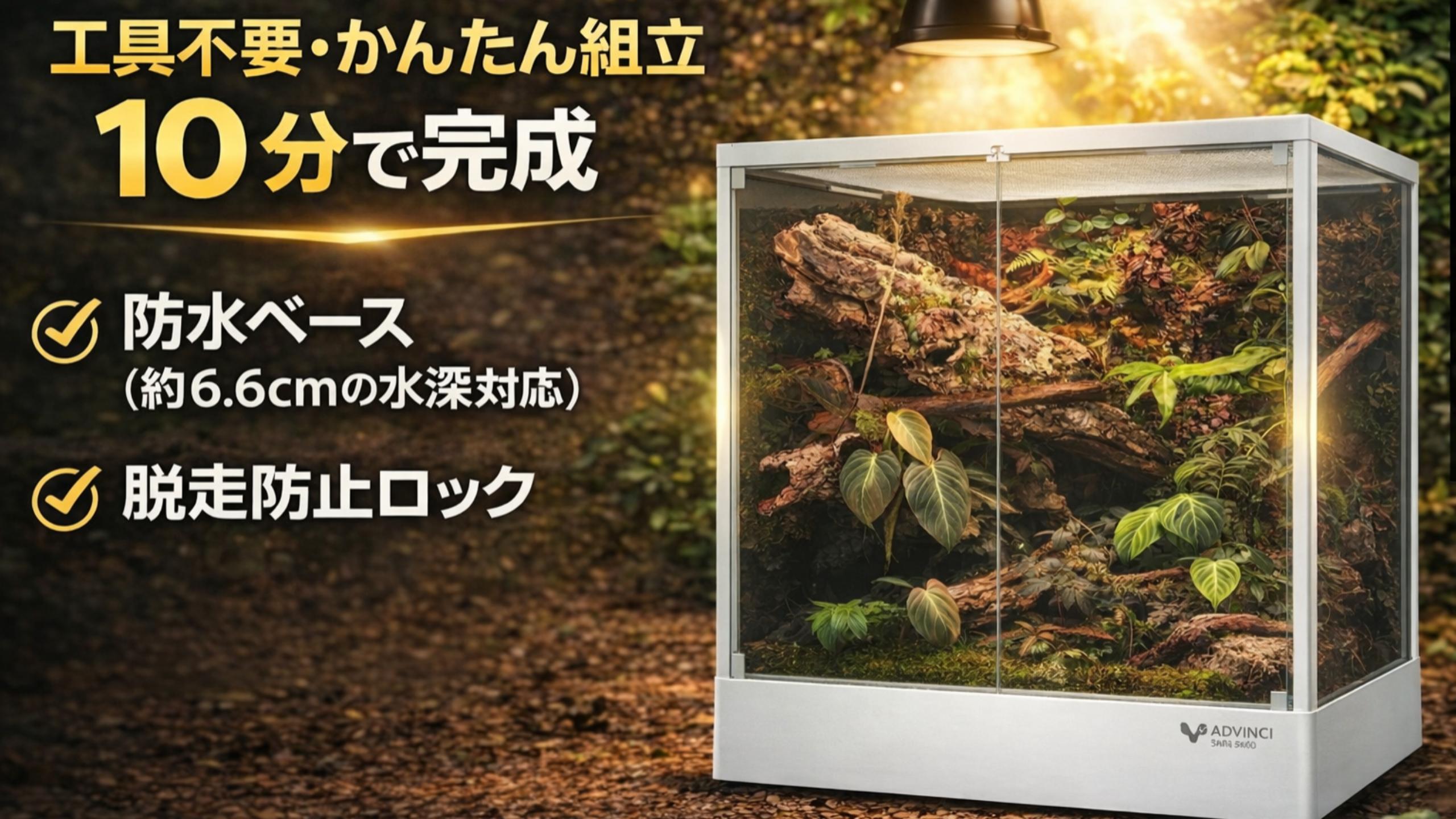 Amazon | ADVINCI 爬虫類飼育ケージ 30×30×40cm 36L 強化ガラス完全