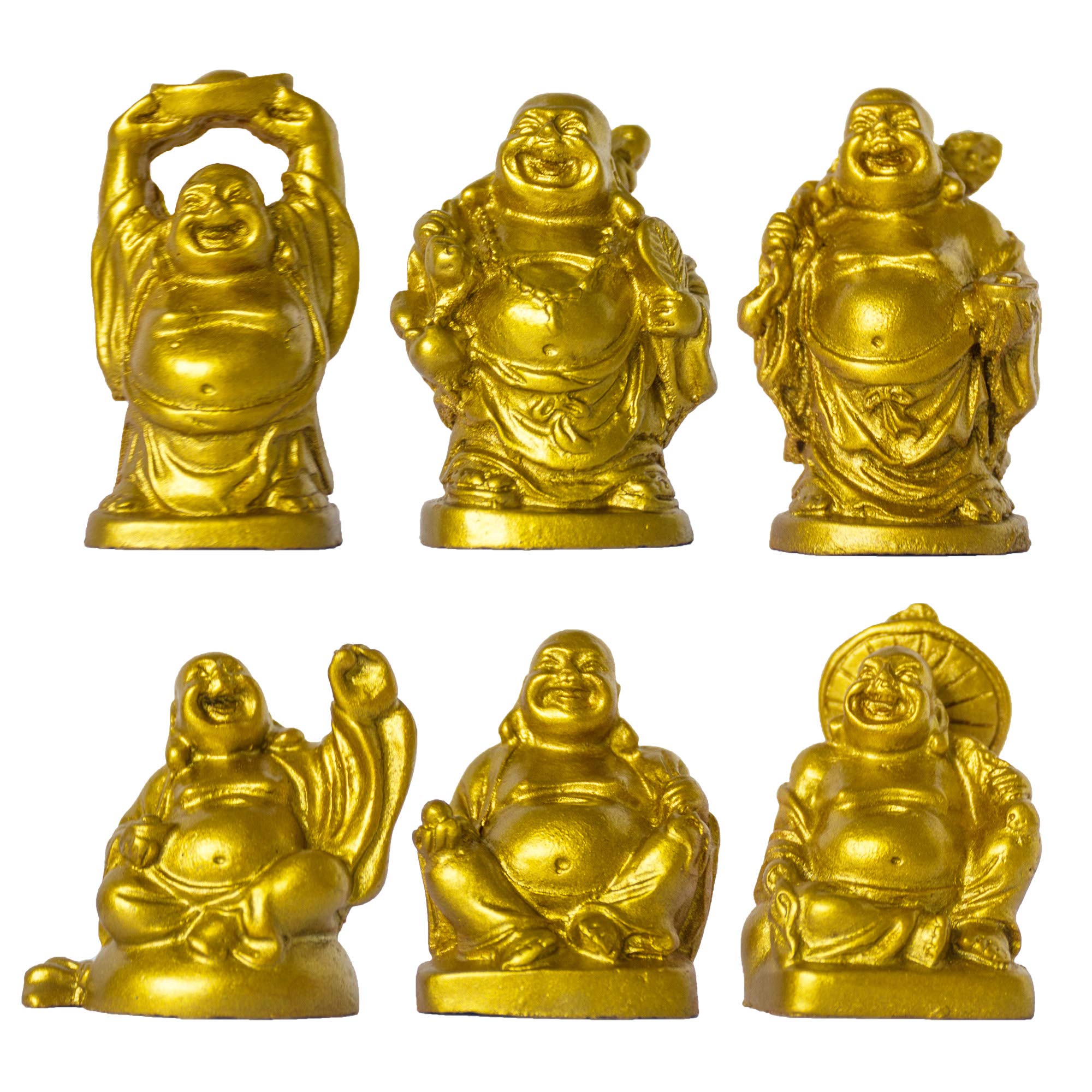 Amazon.com: ADDUNE Set of 6 Laughing Happy Buddha Statue Resin