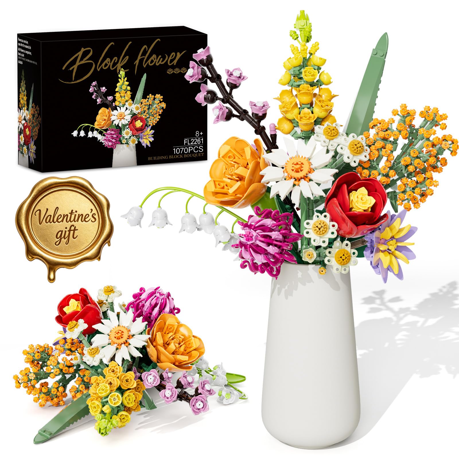 Flowers Bouquet Building Set, 1070PCS Wildflower Botanical