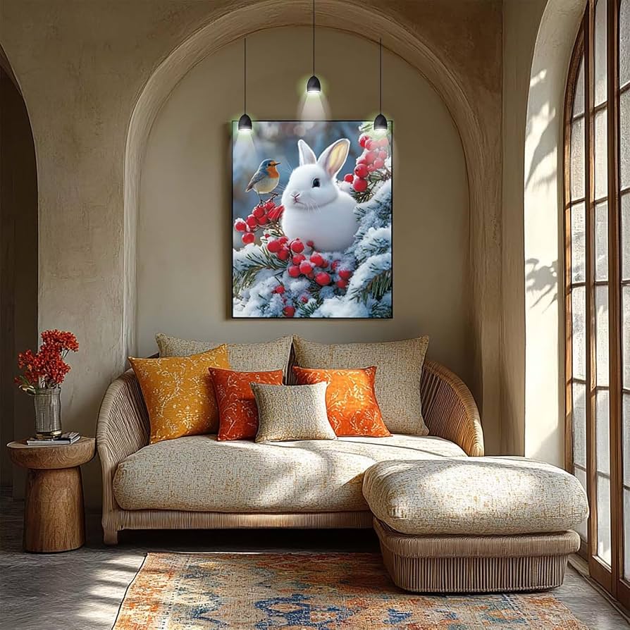 Amazon.com: 5D Winter Diamond Art Kits for Adults Rabbit Paint by