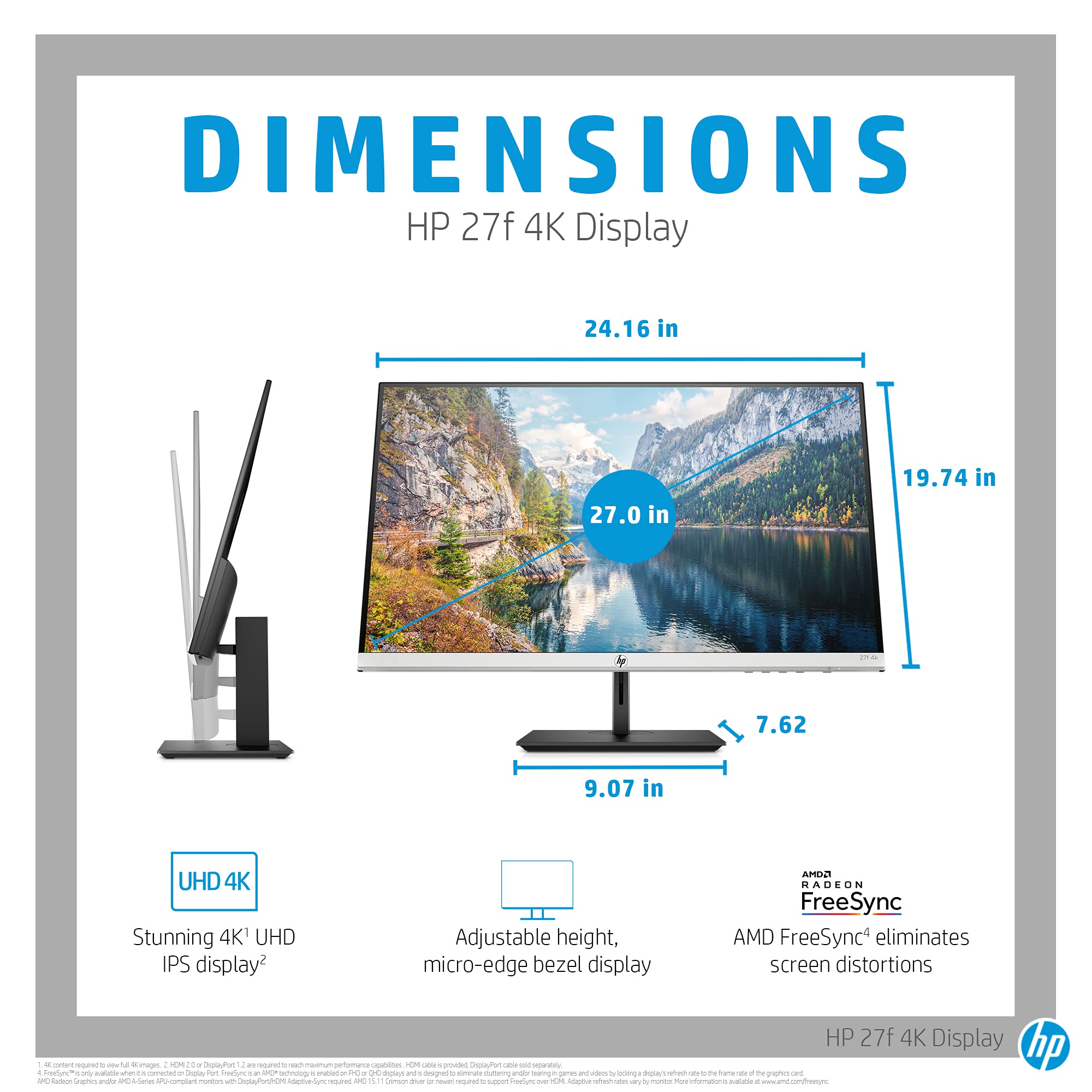 Amazon.com: HP 27-inch Monitor with Height Adjust (27f 4K, Natural