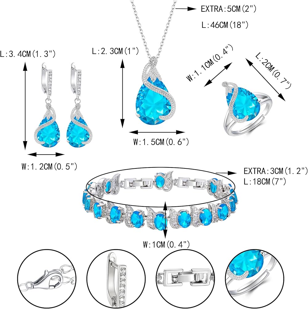 Amazon.com: EVER FAITH Bridal Teardrop Cubic Zirconia Jewelry Set