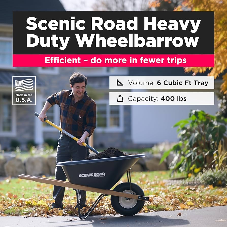 Amazon.com: Scenic Road Wheelbarrow Heavy Duty 6 Cubic feet, 400