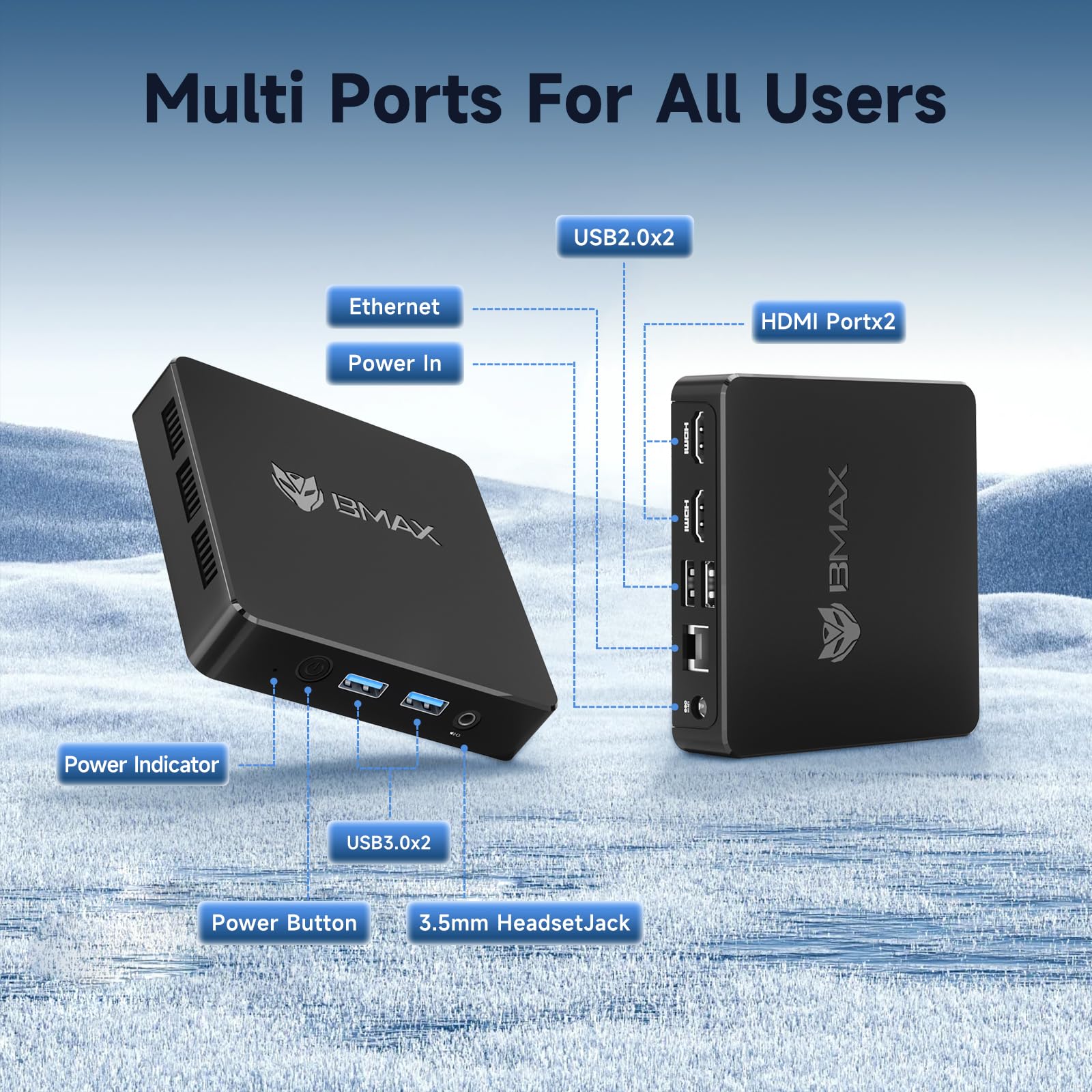 Bmax B1 Mini PC, 8GB RAM/128GB eMMC, Intel N4000, Support 512GB