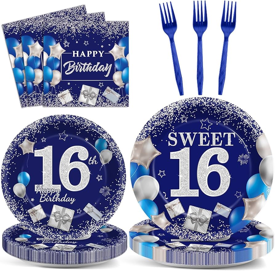 Amazon.com: gisgfim 96Pcs 16th Birthday Plates and Napkins Party