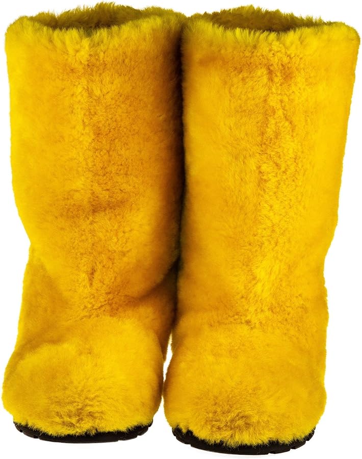 Amazon.com: Yellow Sheepskin Winter Boots for Women, Long Snow
