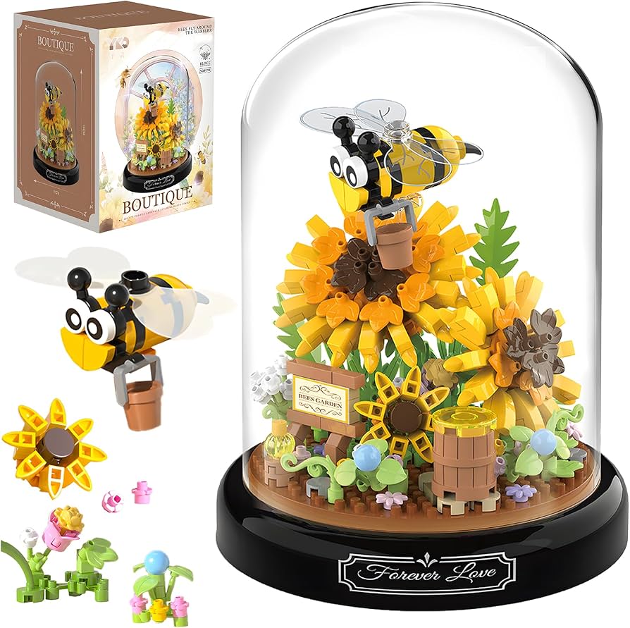 Amazon.com: HI-REEKE Sunflower Bee Bouquet Building Block Set