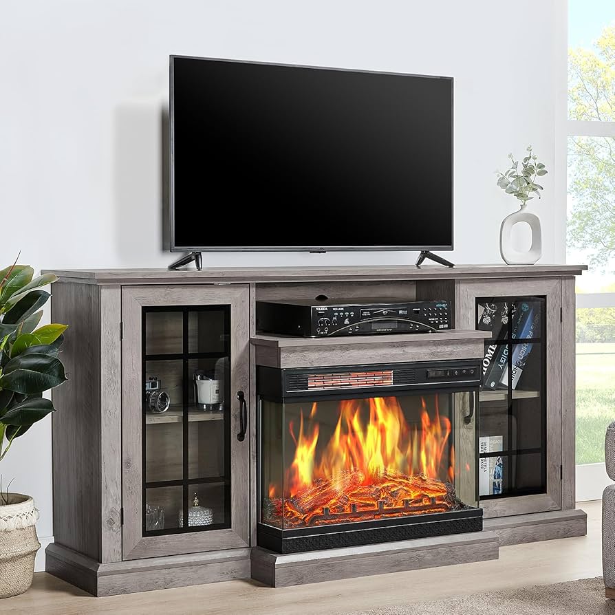 Amazon.com: LUXOAK Fireplace TV Stand with 3-Sided Glass Electric