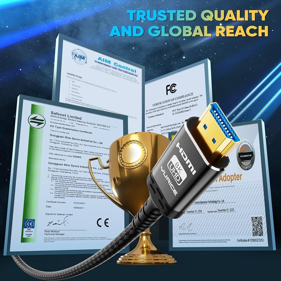 Amazon.com: Yuaice® 10K 8K HDMI Cable, 1.5FT, 3.3FT, 6.6FT, 10FT