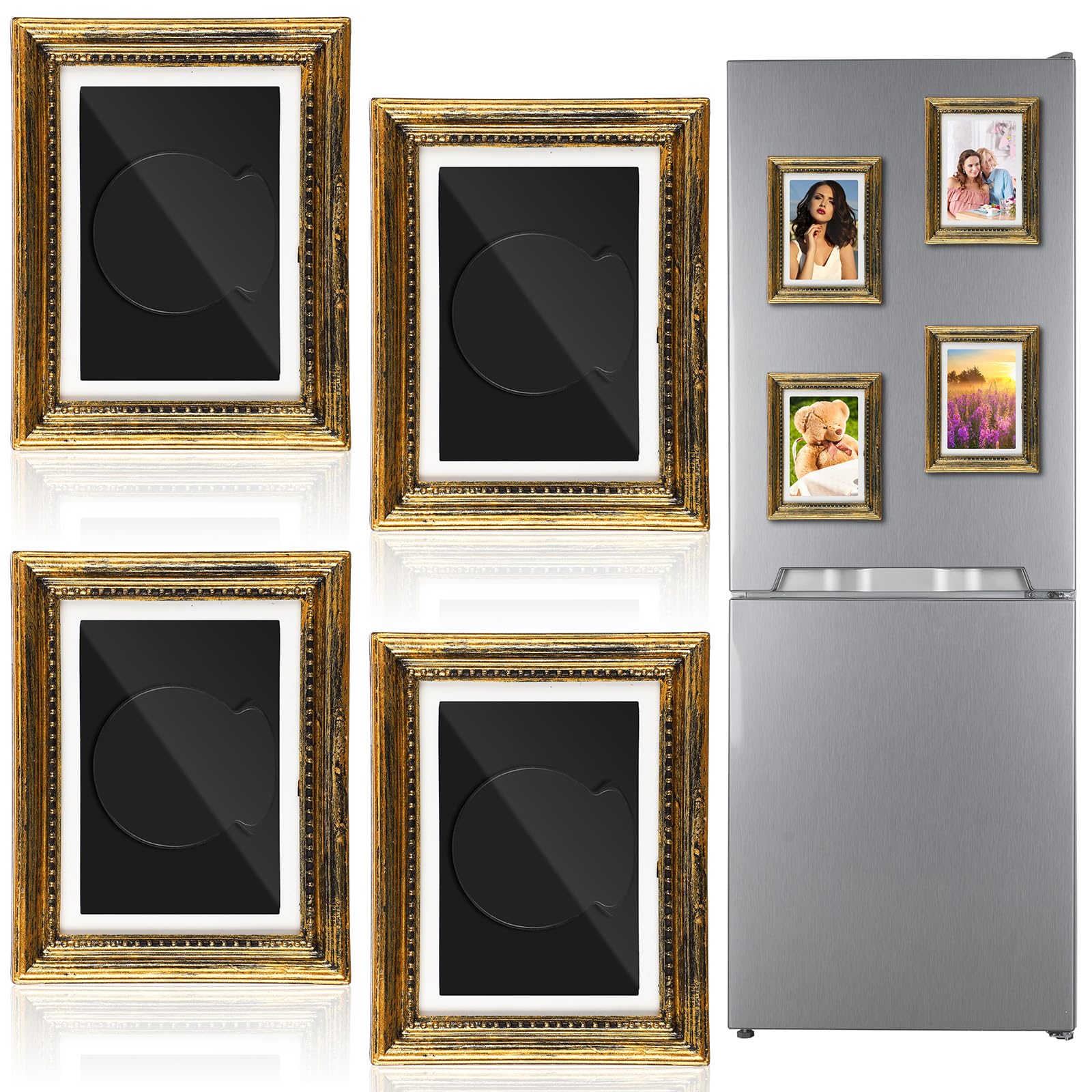 Amazon.co.jp: Geelin 冷蔵庫磁気ビンテージフレーム 4個 3.66 x 2.95